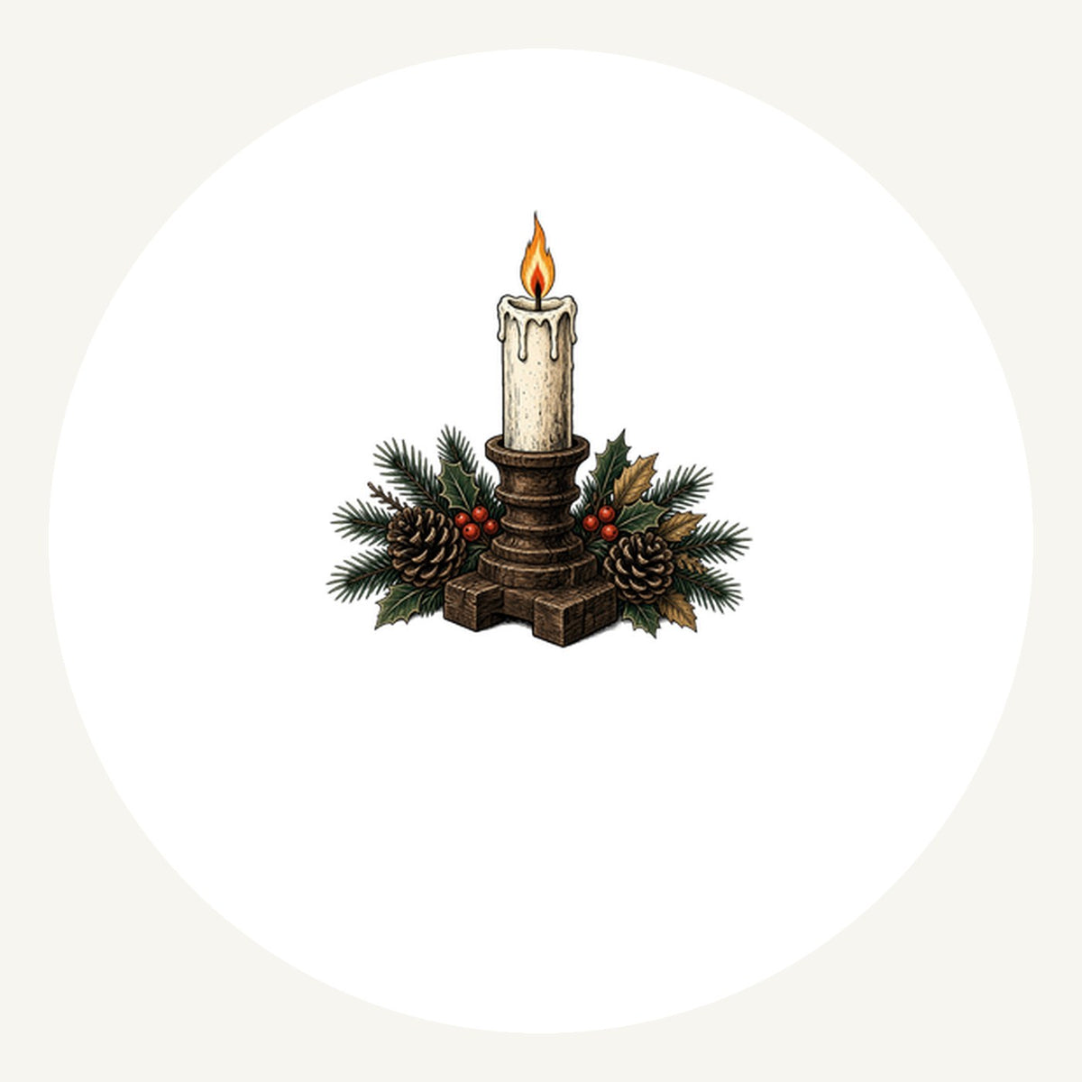 Candle In Wooden Holder Personalised Pewter Christmas Ornament