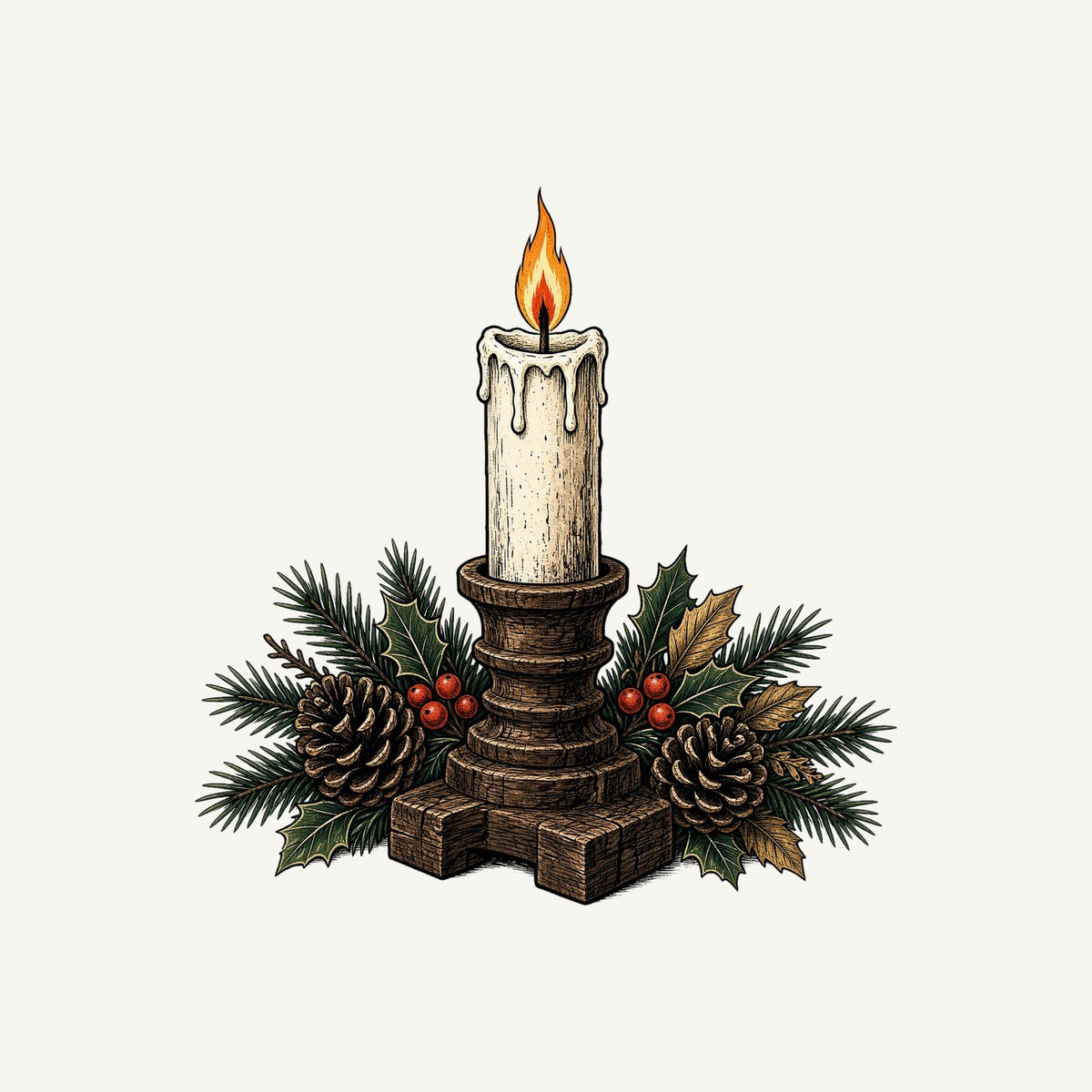 Candle In Wooden Holder Personalised Christmas T-Shirt and Hoodie