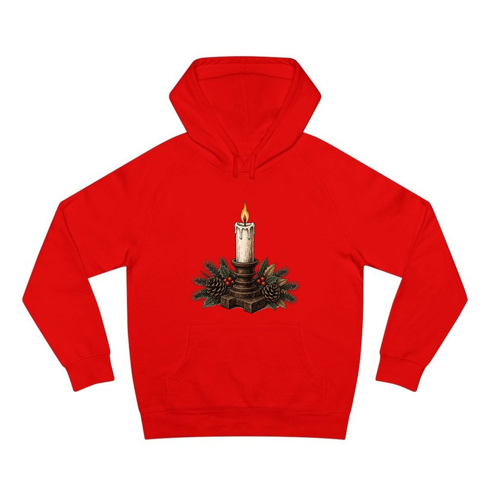 Candle In Wooden Holder personalised Christmas hoodie in red