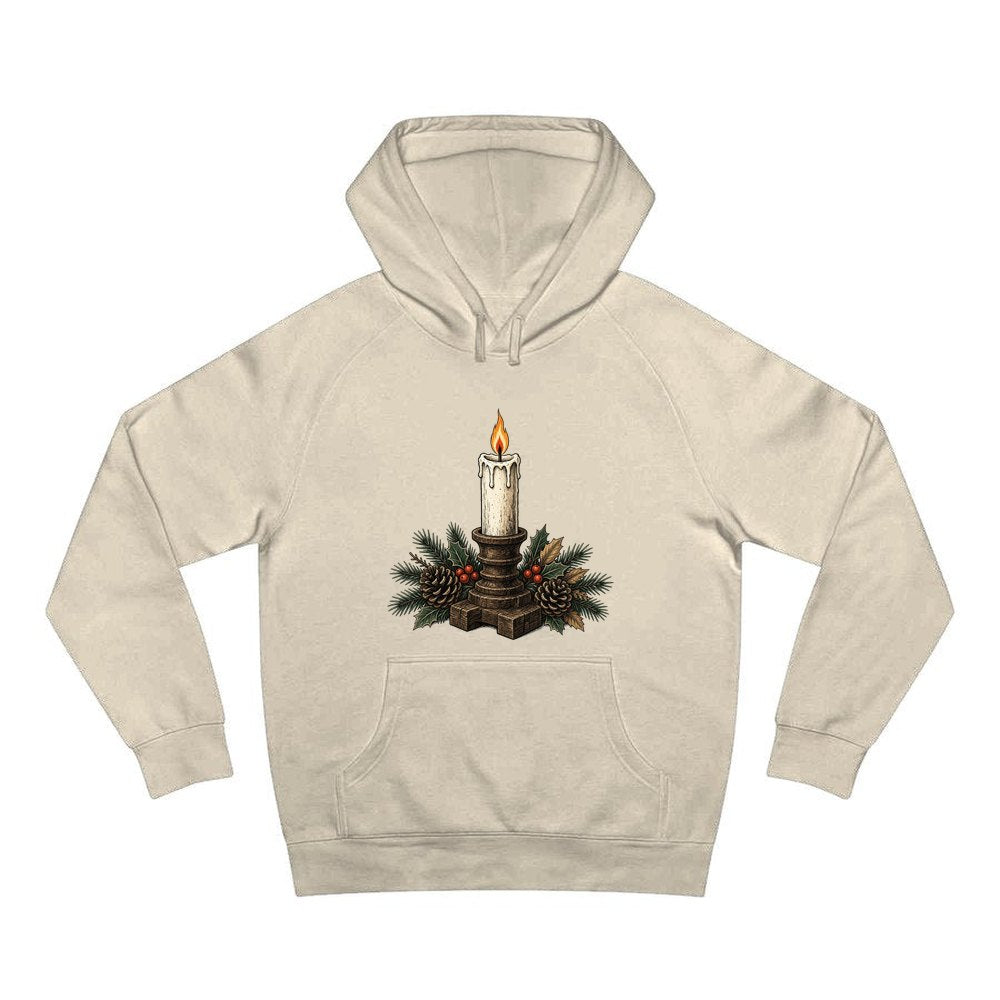 Candle In Wooden Holder personalised Christmas hoodie in sand