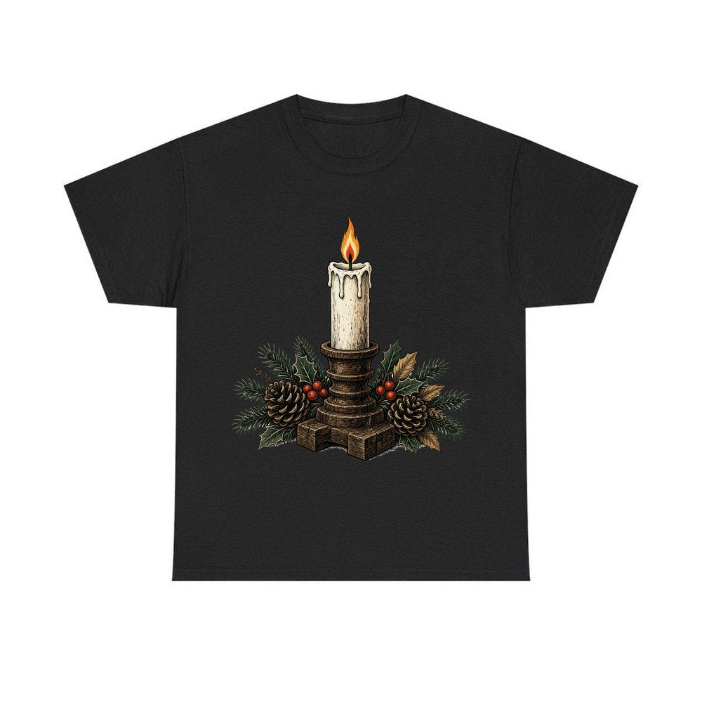 Candle In Wooden Holder personalised Christmas T-shirt in black
