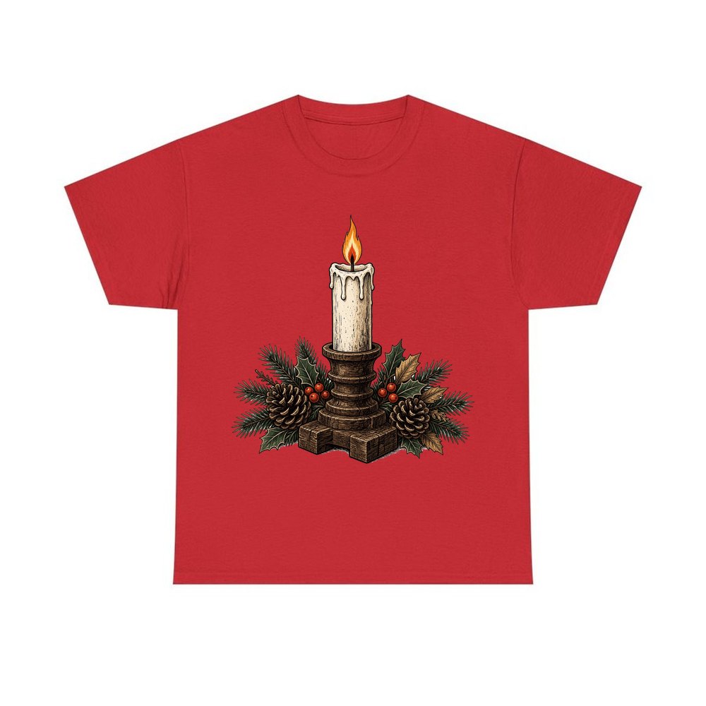 Candle In Wooden Holder personalised Christmas T-shirt in red
