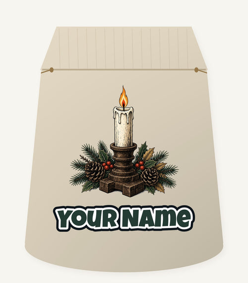 Candle In Wooden Holder Personalised Santa Sack