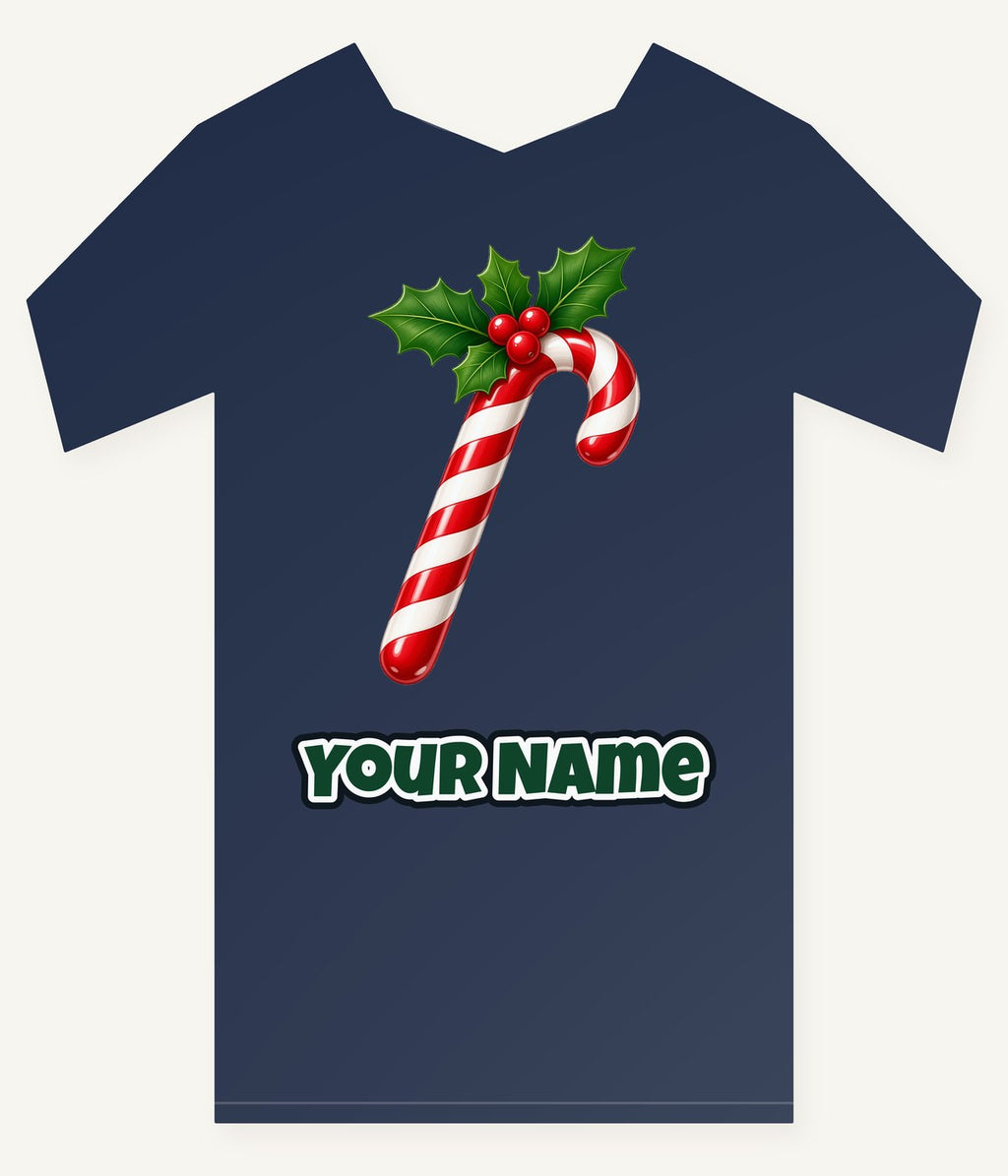 Candy Cane with Holly Personalised Kids and Baby Christmas Tee