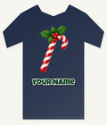 Candy Cane with Holly Personalised Kids and Baby Christmas Tee