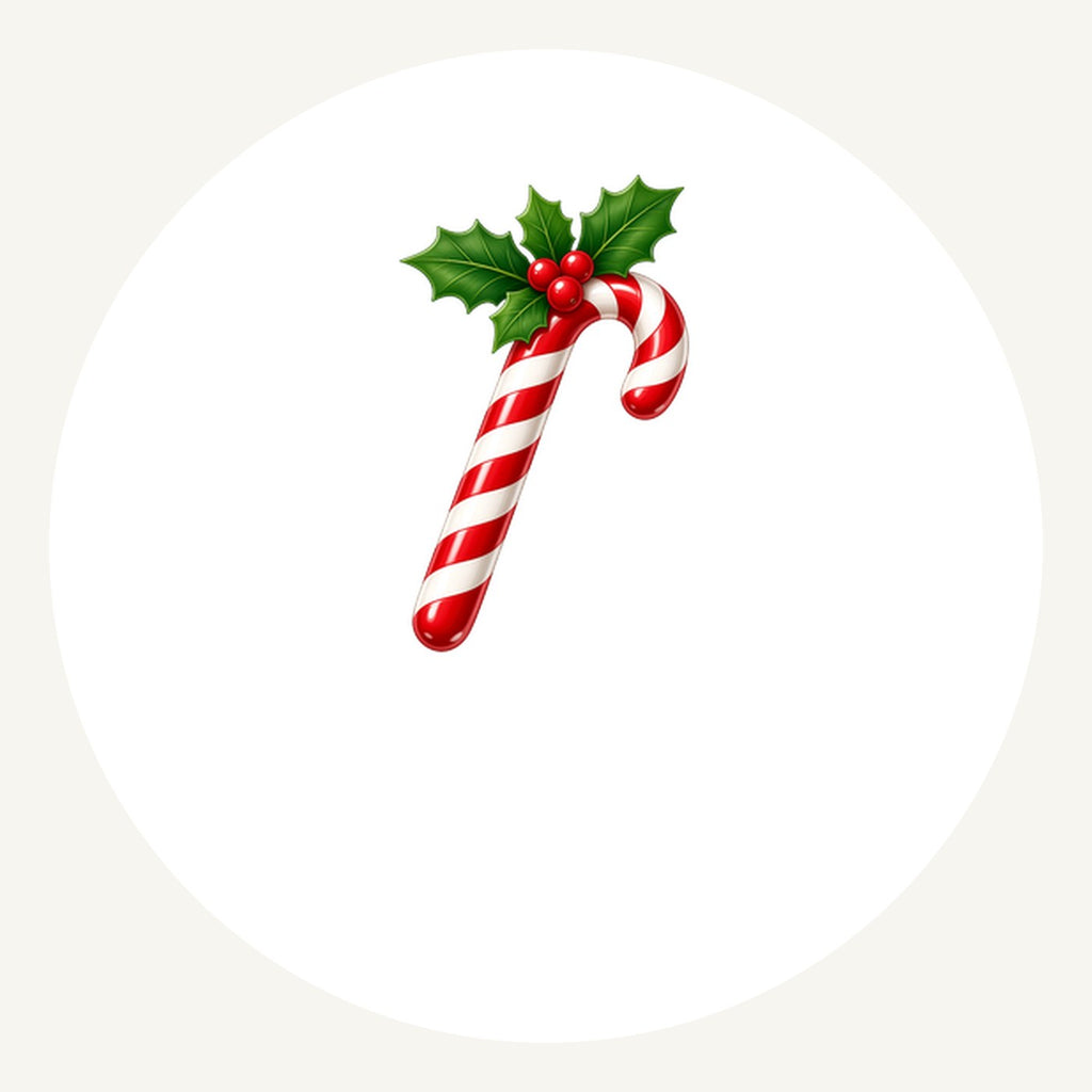 Candy Cane with Holly Personalised Pewter Christmas Ornament
