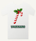 Candy Cane with Holly Personalised Christmas T-Shirt and Hoodie