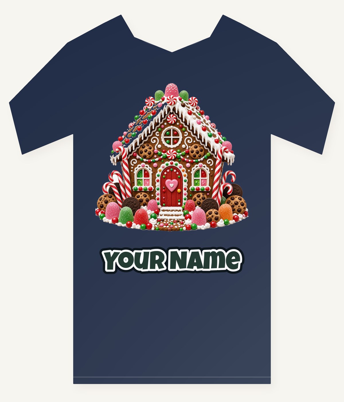Candy Gingerbread House Personalised Kids Tee and Baby Bodysuit