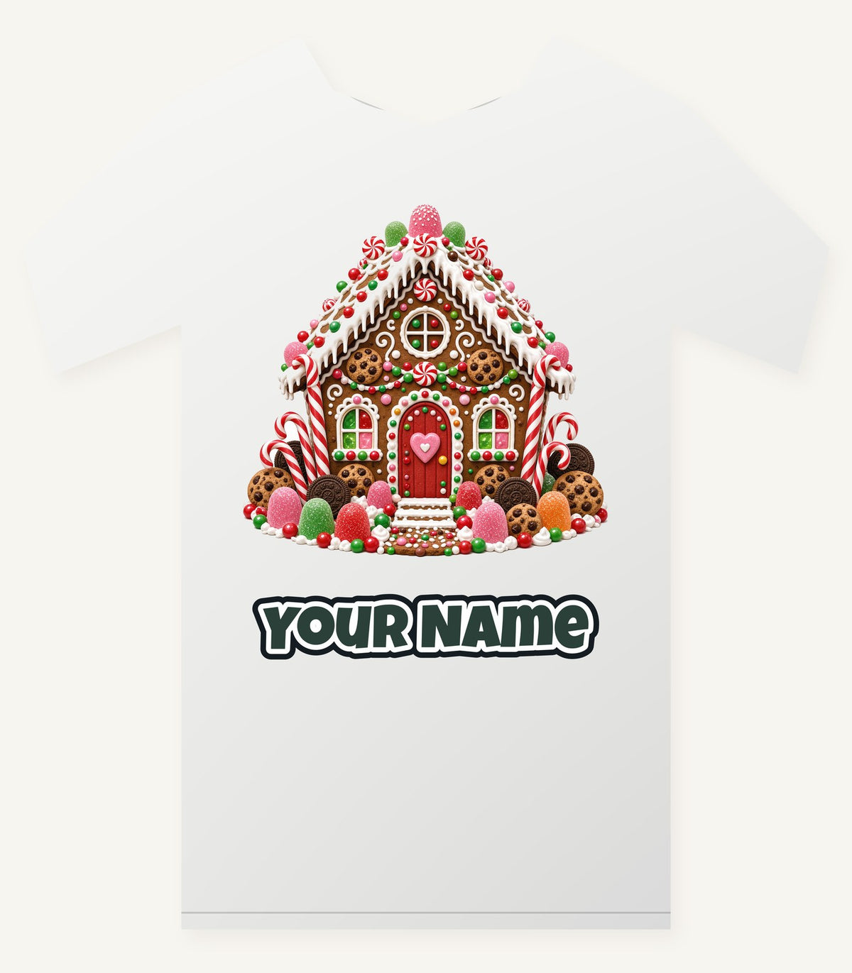 Candy Gingerbread House Personalised Christmas T-Shirt and Hoodie
