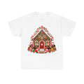 Candy Gingerbread House 2 design on a white tee
