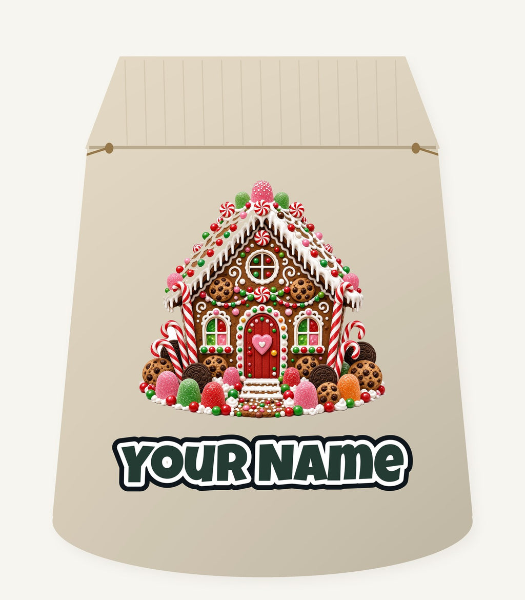 Candy Gingerbread House Personalised Santa Sack