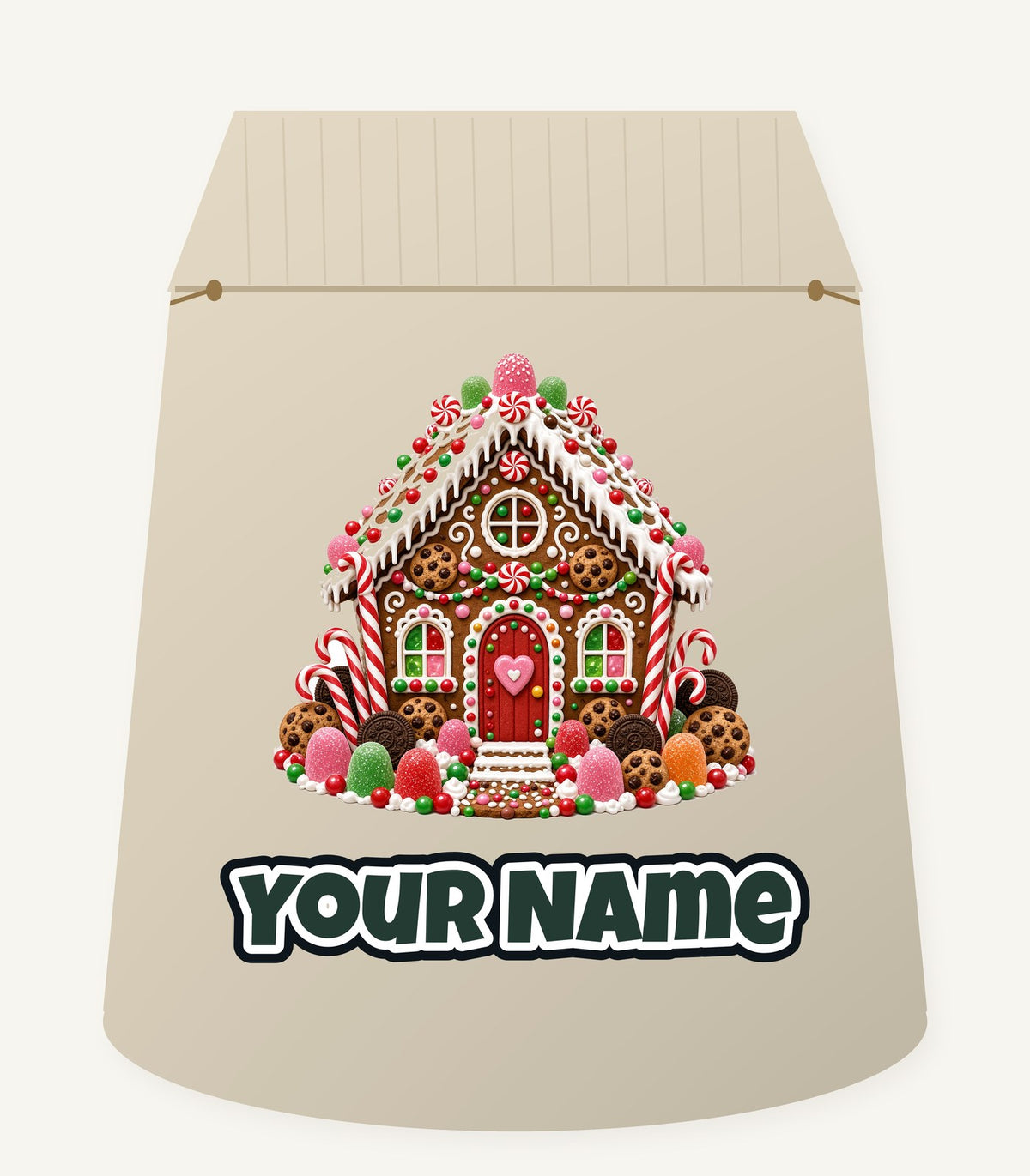 Candy Gingerbread House Personalised Santa Sack