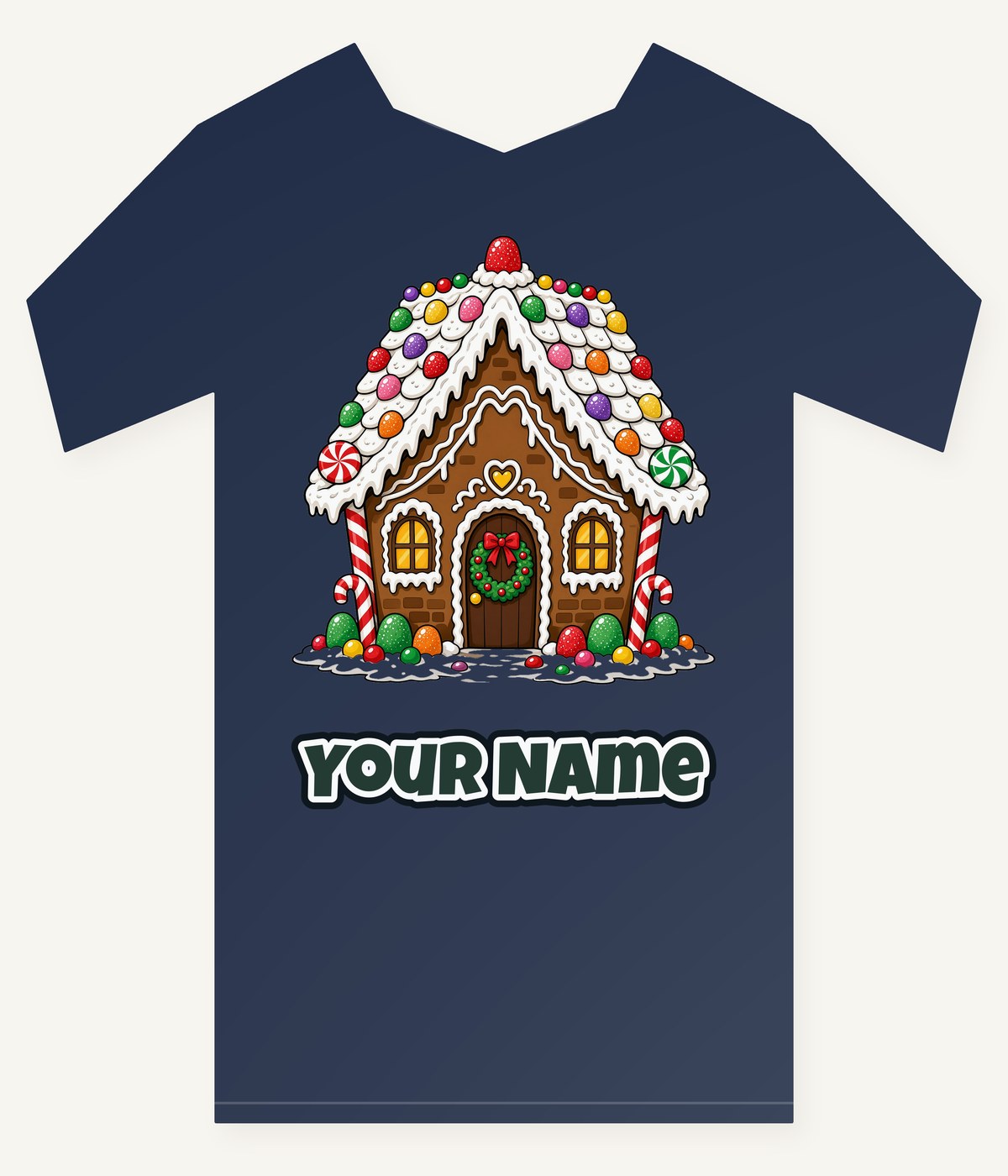 Candy Gingerbread House Personalised Kids Tee and Baby Bodysuit