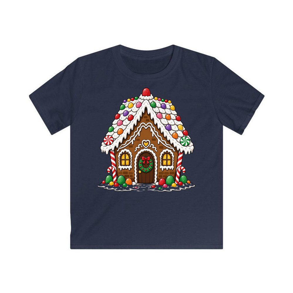 Candy Gingerbread House personalised kids Christmas tee in navy