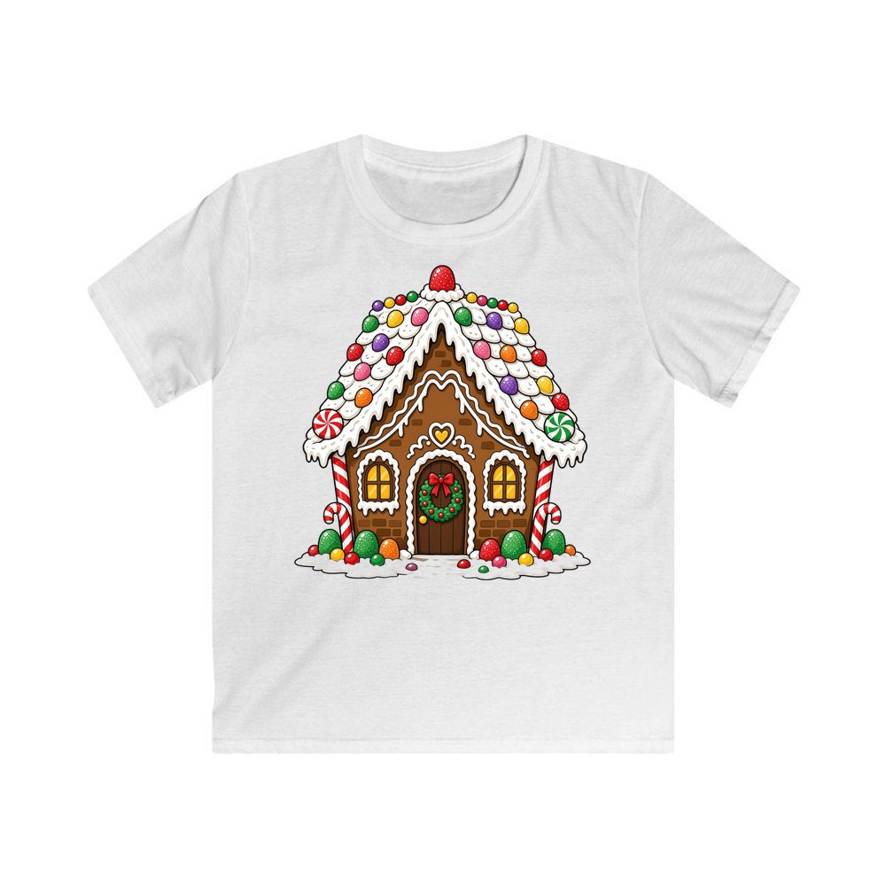 Candy Gingerbread House personalised kids Christmas tee in white