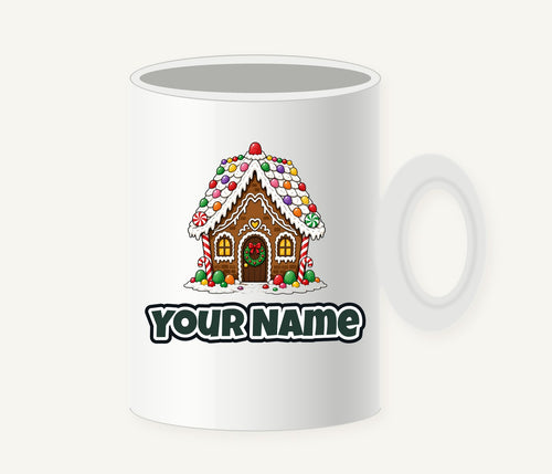 Candy Gingerbread House Personalised Christmas Mug