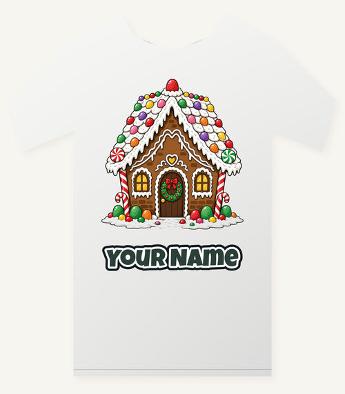 Candy Gingerbread House Personalised Christmas T-Shirt and Hoodie