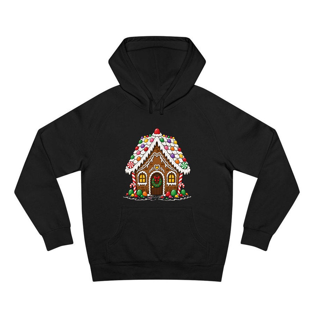 Candy Gingerbread House personalised Christmas hoodie in black