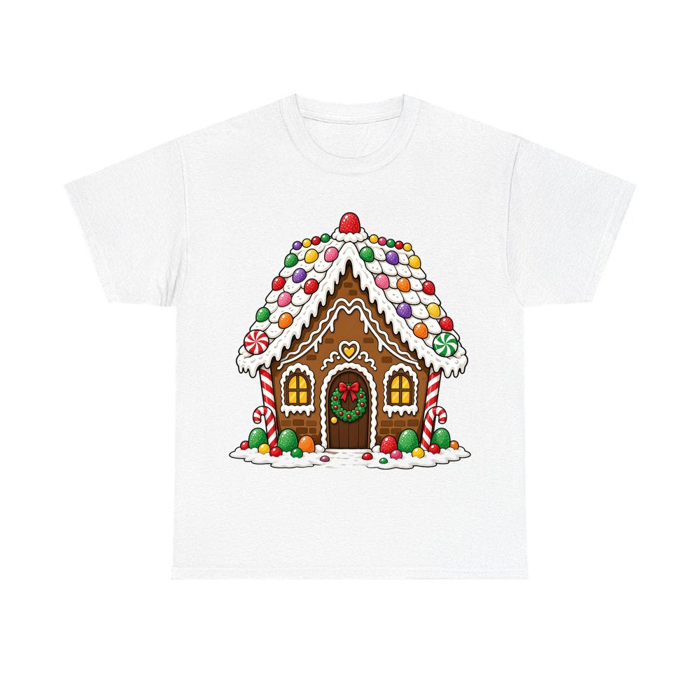 Candy Gingerbread House personalised Christmas T-shirt in white