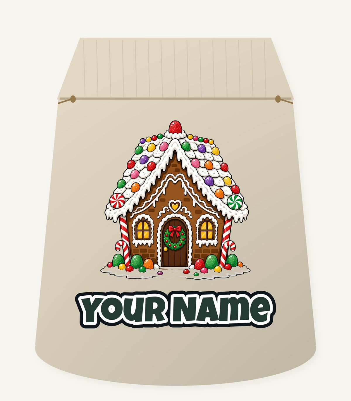 Candy Gingerbread House Personalised Santa Sack