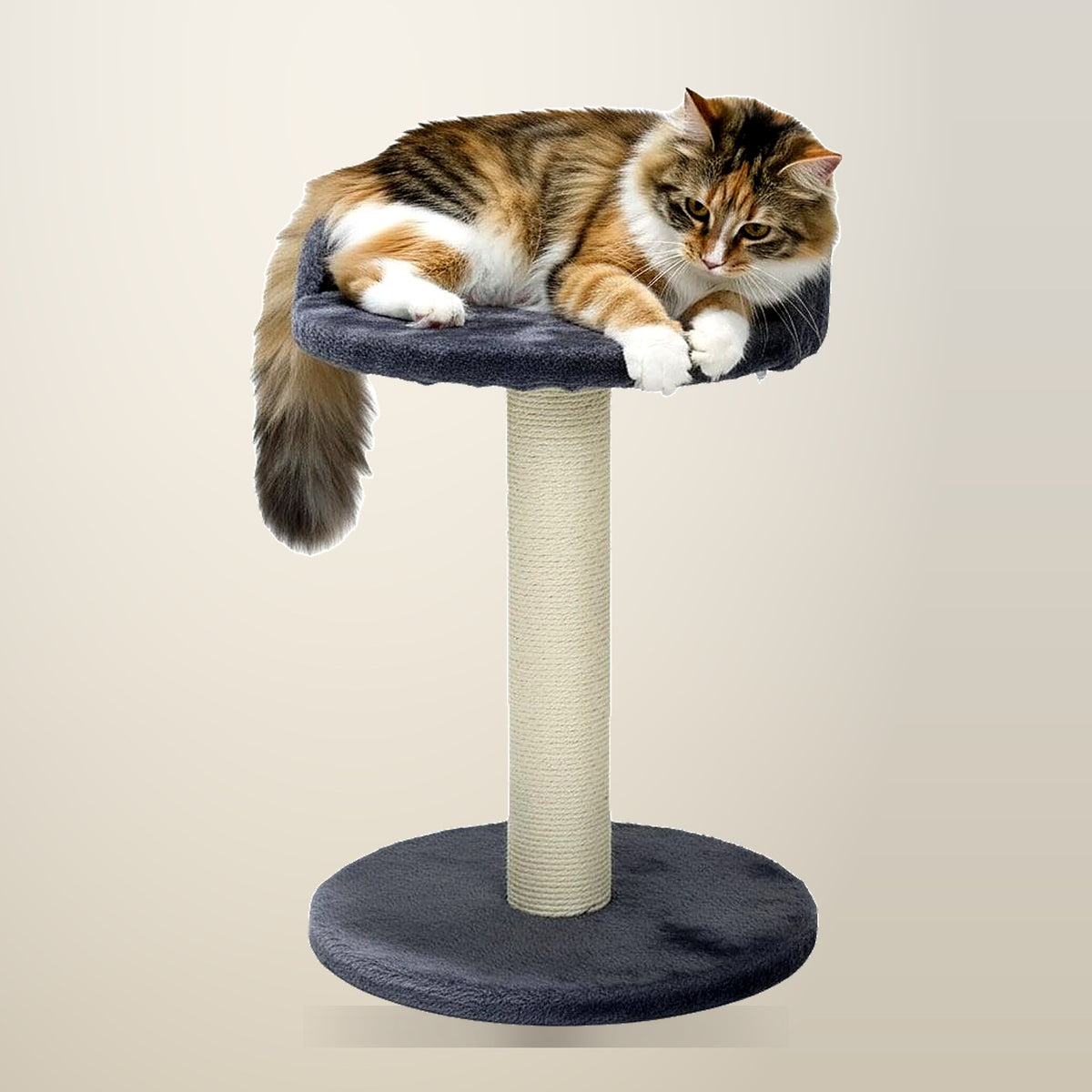 CARLA HOME Compact Cat Tree Tower, 47 cm, on a plain cream background