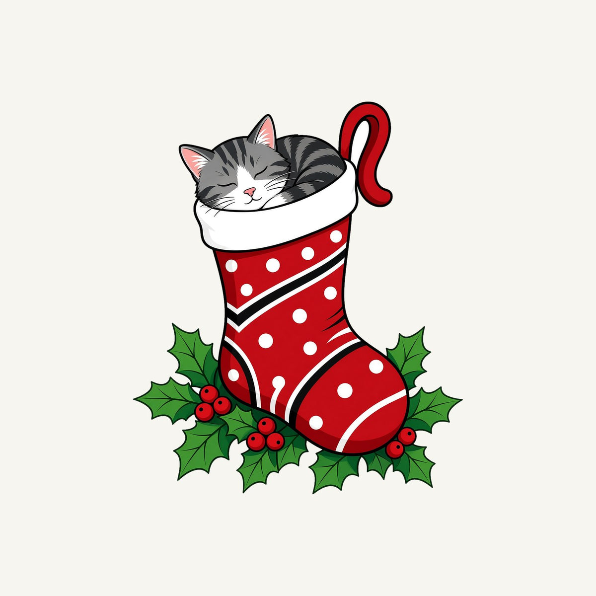 Cat Asleep in Stocking Personalised Christmas Dog Bandana