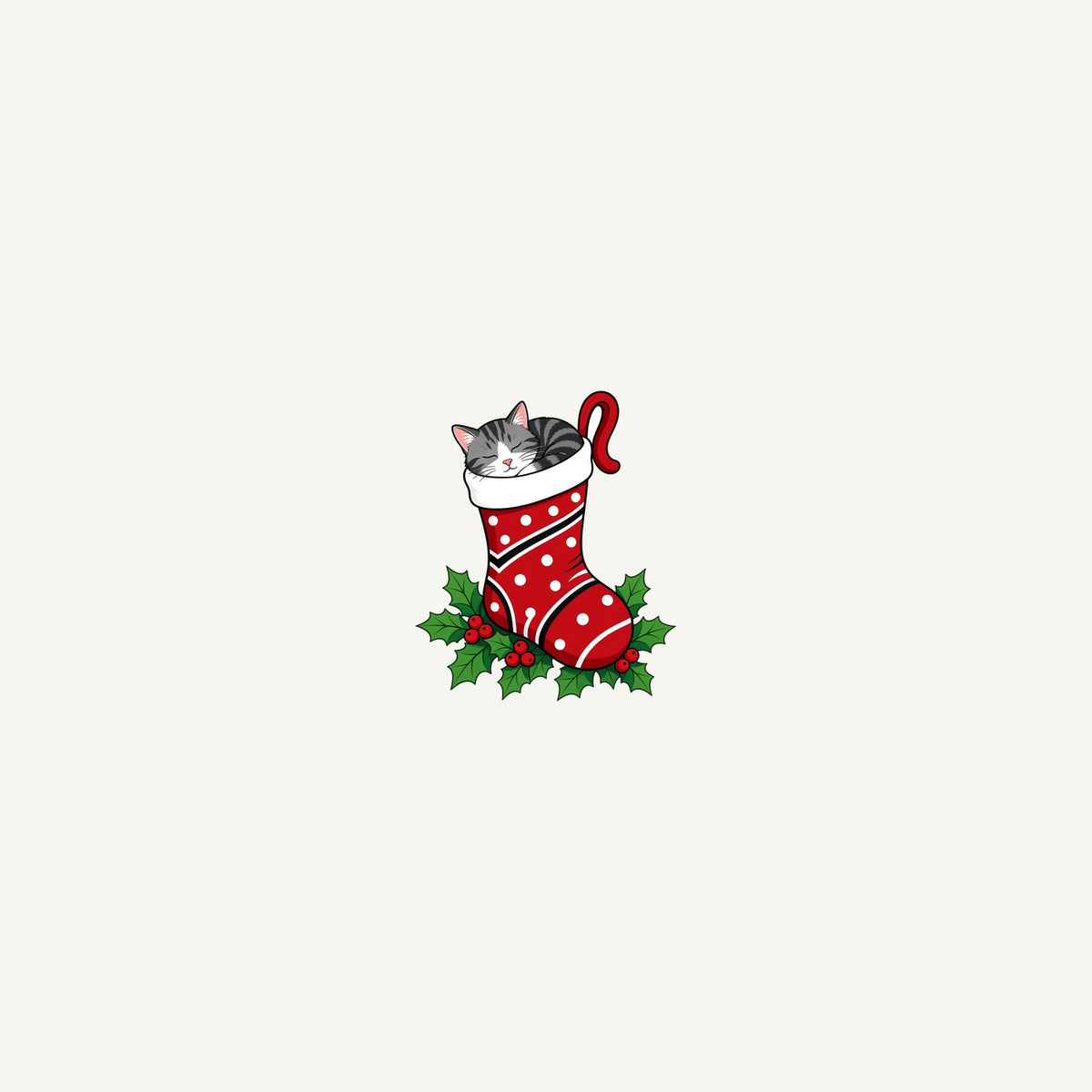 Cat Asleep in Stocking Personalised Beach Towel