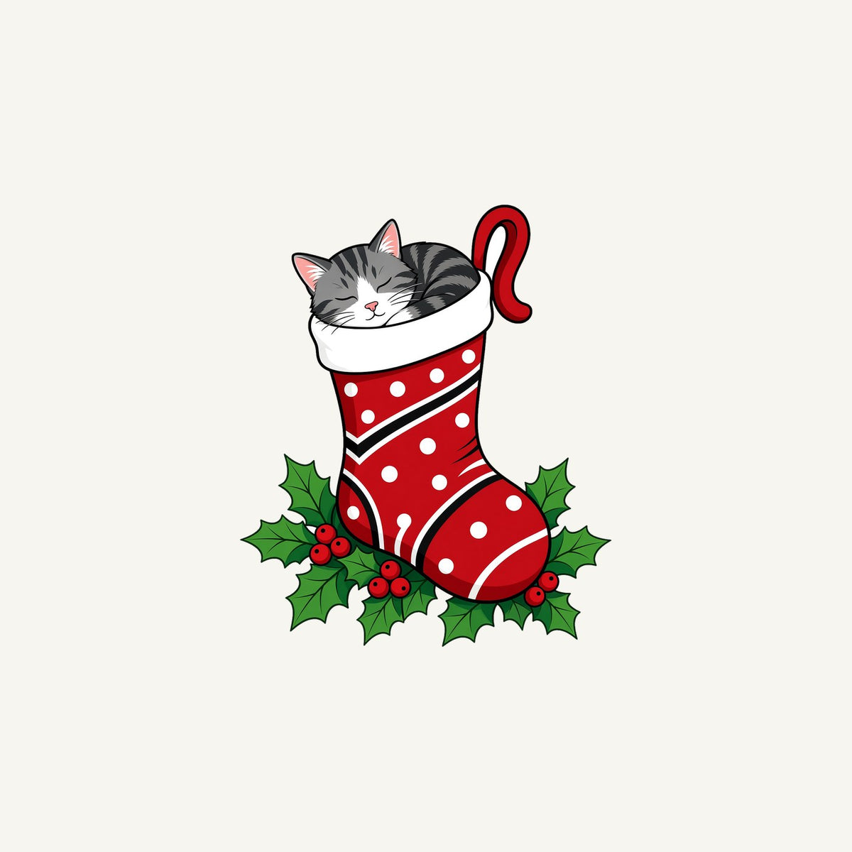 Cat Asleep in Stocking Personalised Christmas Mug