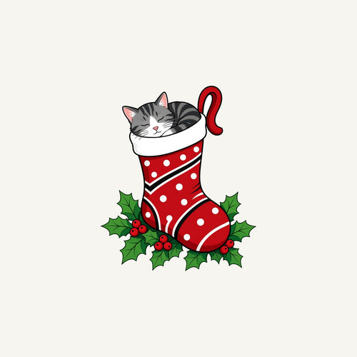 Cat Asleep in Stocking Personalised Christmas Mug