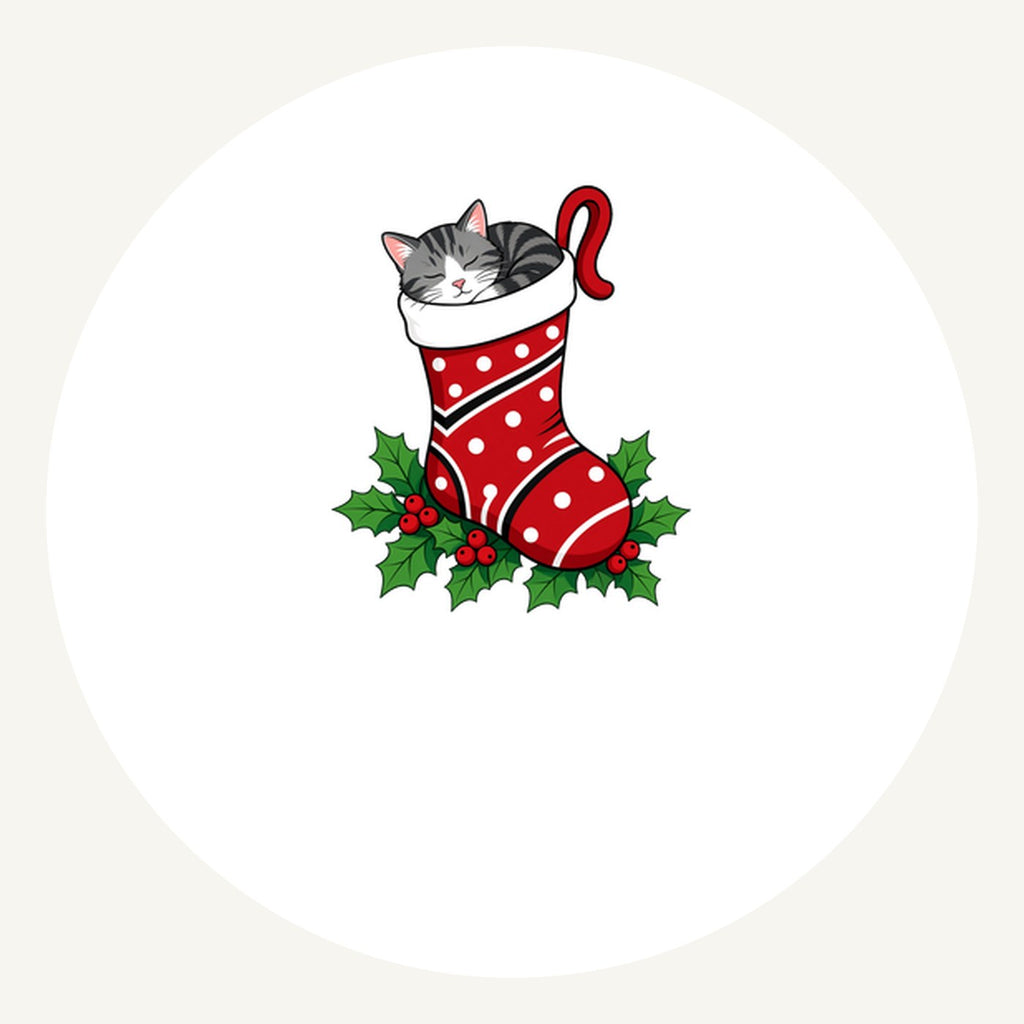 Cat Asleep in Stocking Personalised Pewter Christmas Ornament