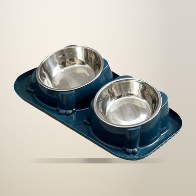Aimall Slanted Pet Bowl Stand, Dark Blue