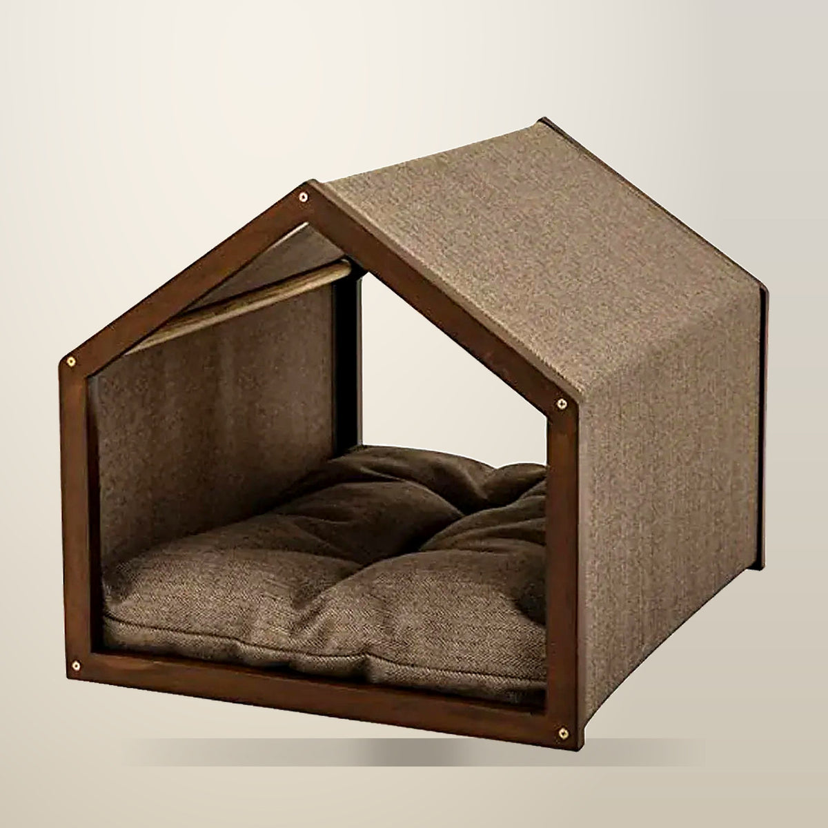 Teepee Style Pet Tent House, Brown, 50 x 60 x 42 cm, on a plain cream background