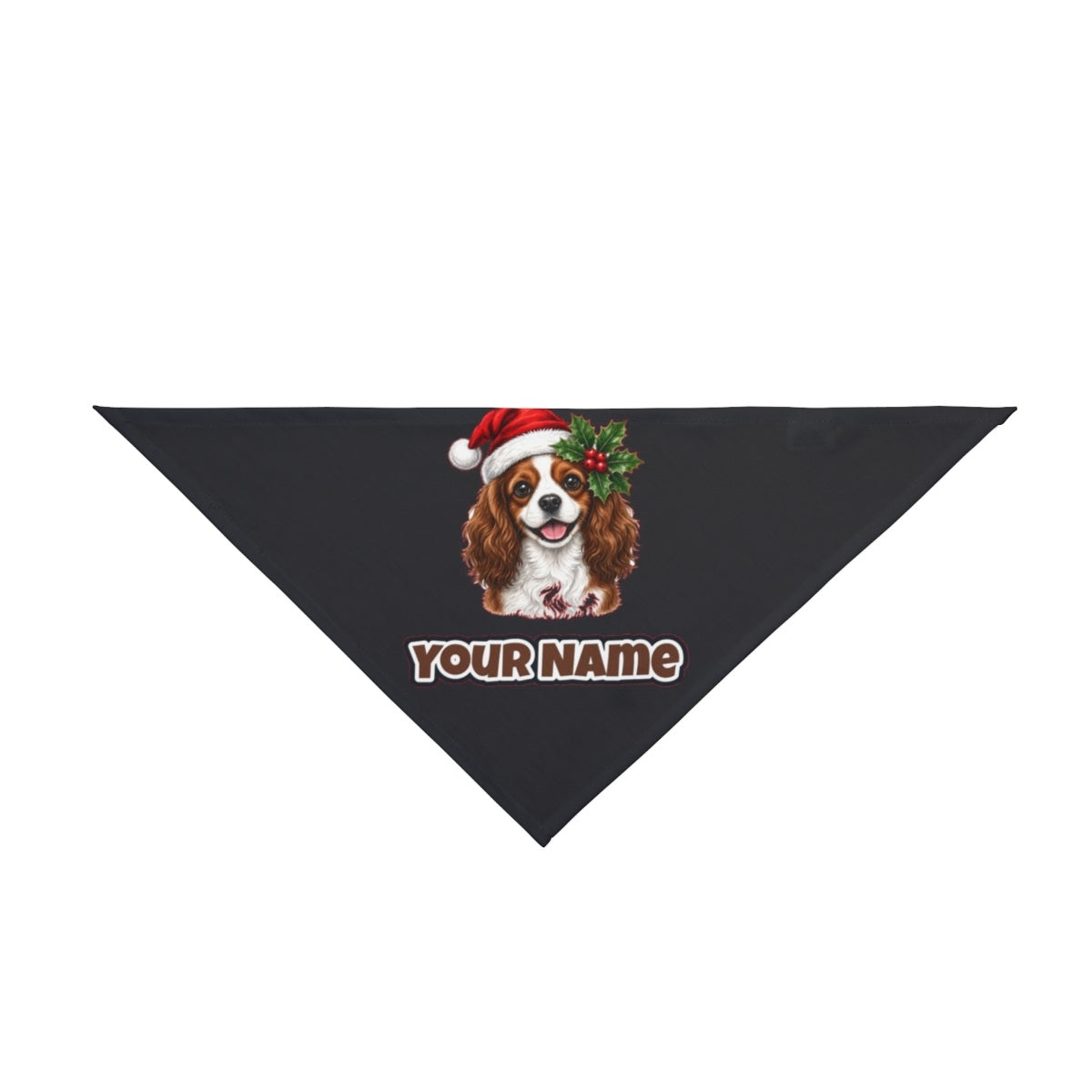 Cavalier King Charles Spaniel personalised Christmas pet bandana in black, tie-on style