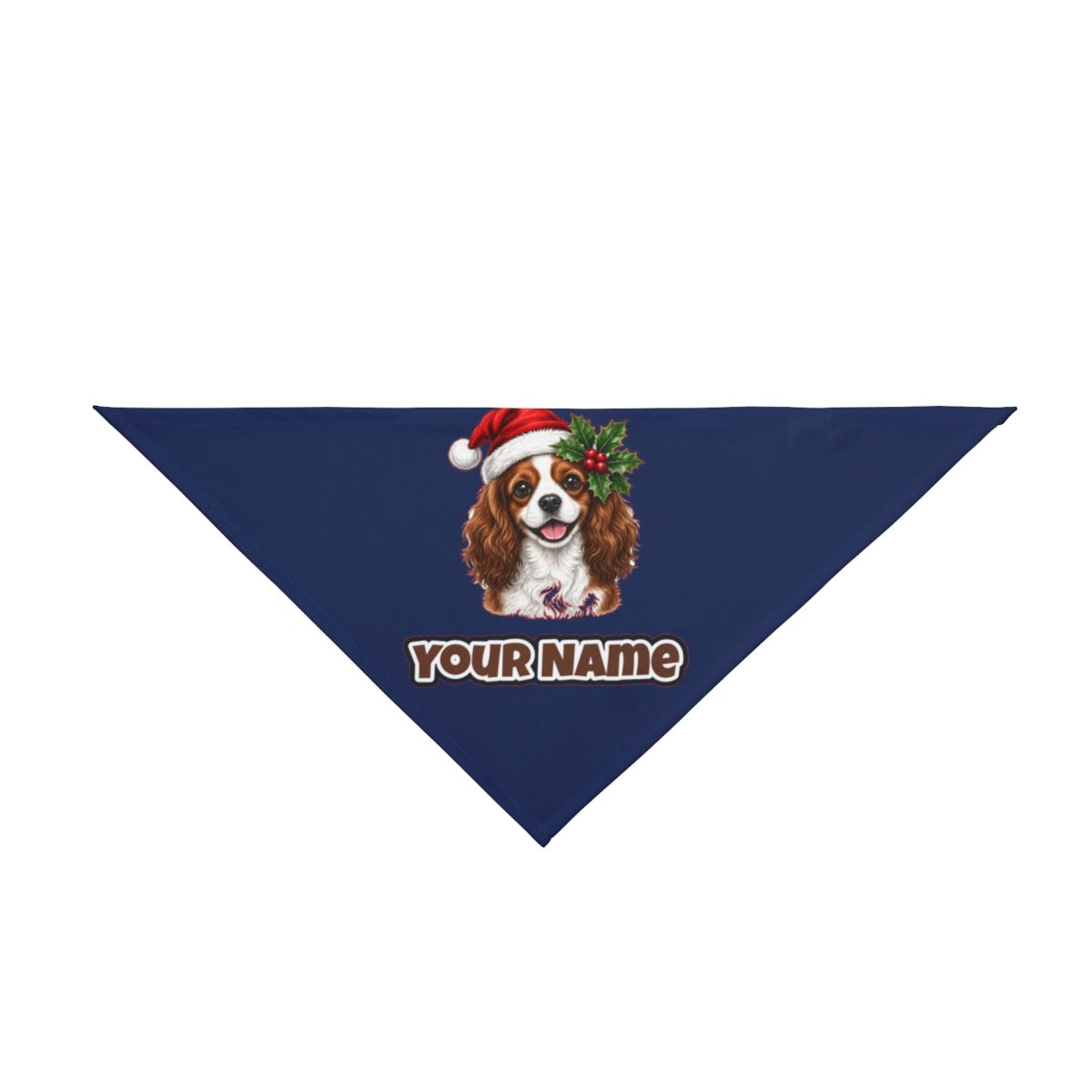 Cavalier King Charles Spaniel personalised Christmas pet bandana in navy, tie-on style