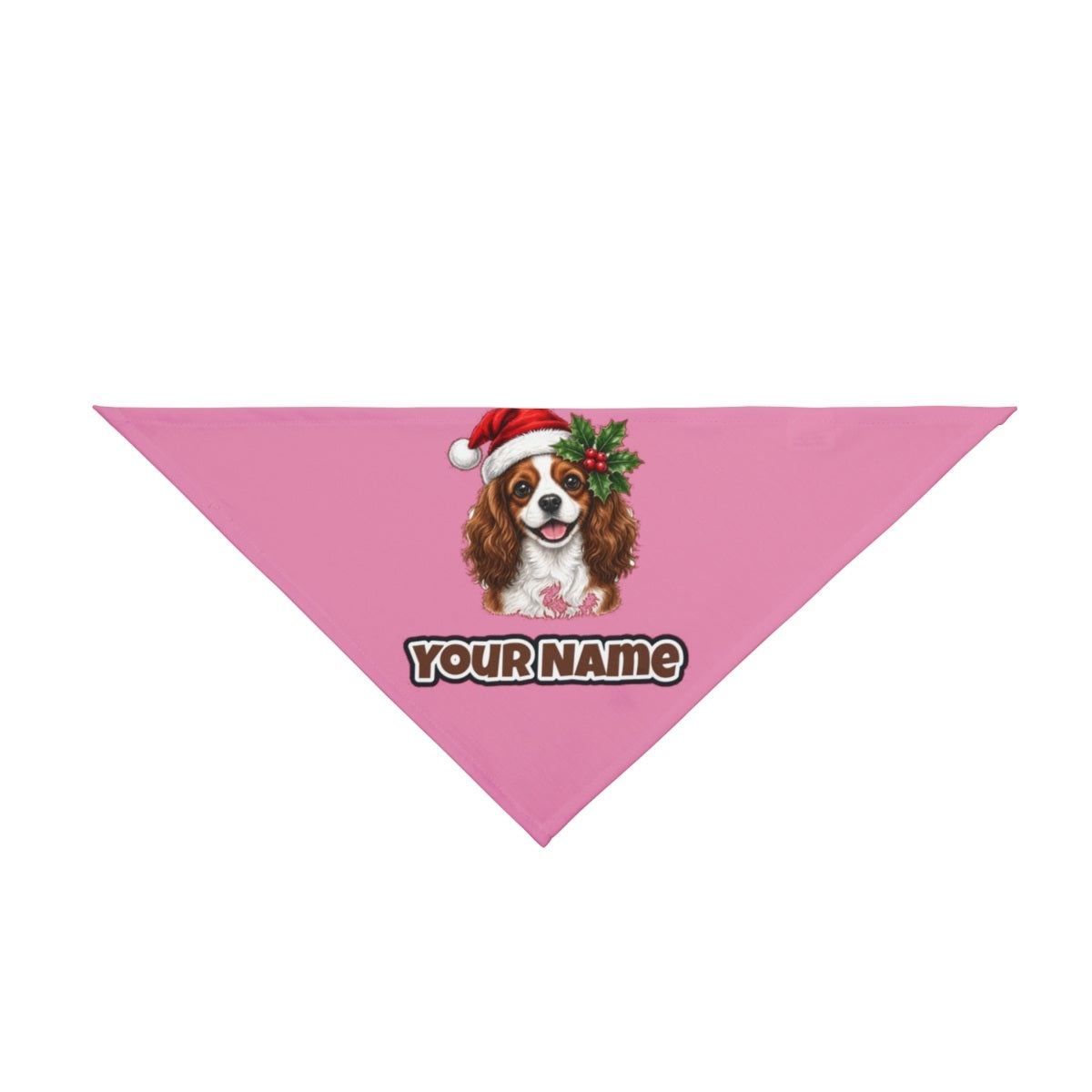 Cavalier King Charles Spaniel personalised Christmas pet bandana in pink, tie-on style