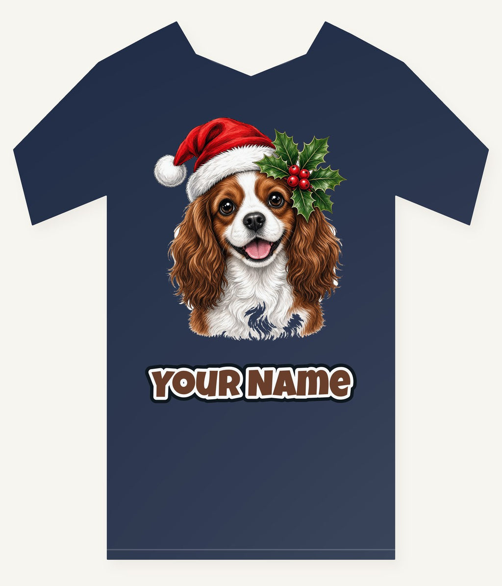 Cavalier King Charles Spaniel Christmas Personalised Kids Tee and Baby Bodysuit