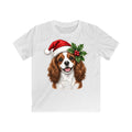 Cavalier King Charles Spaniel Christmas Kids Christmas Tee design on a white kids tee