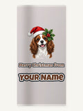 Cavalier King Charles Spaniel Christmas Personalised Beach Towel
