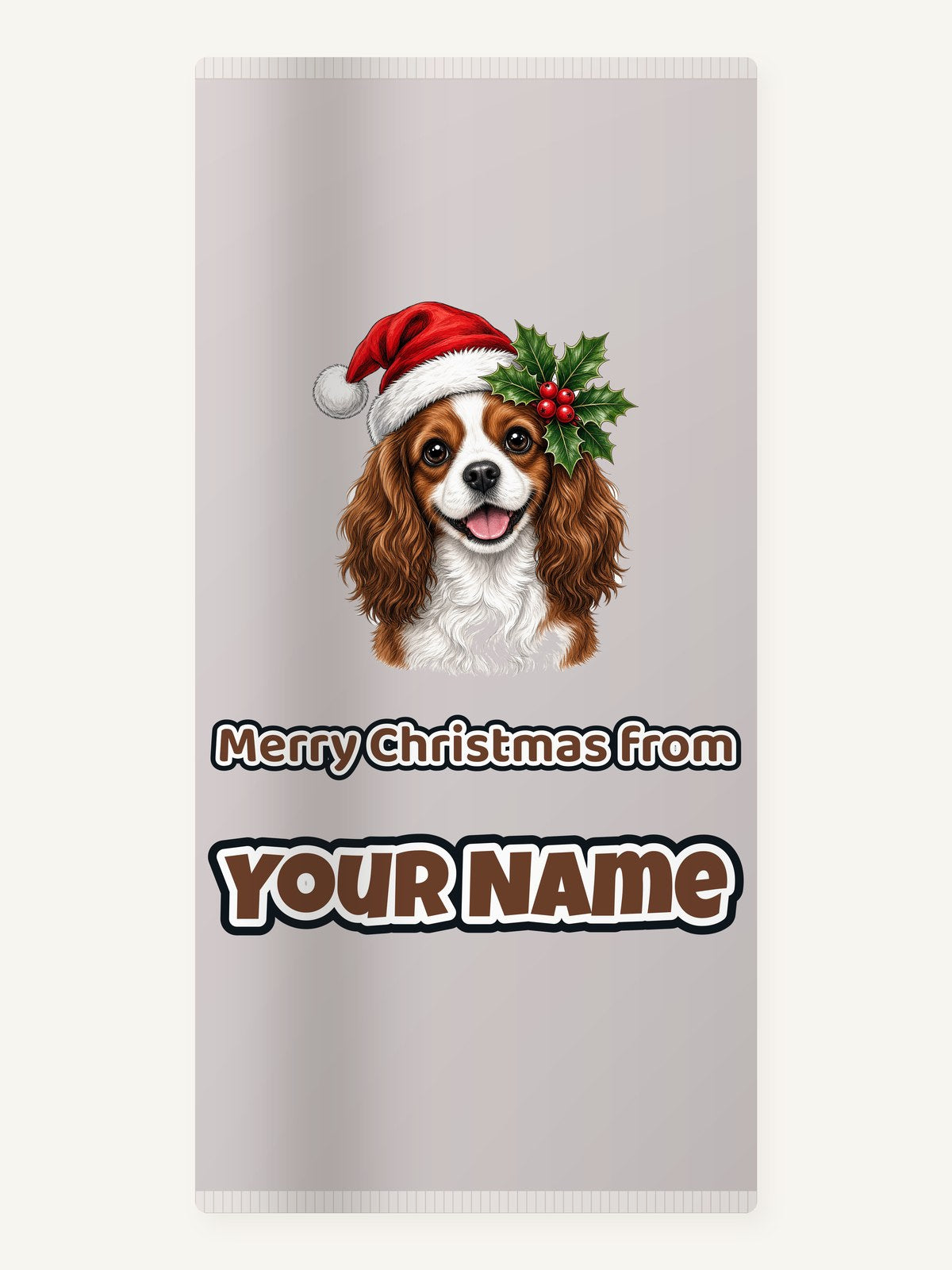 Cavalier King Charles Spaniel Christmas Personalised Beach Towel