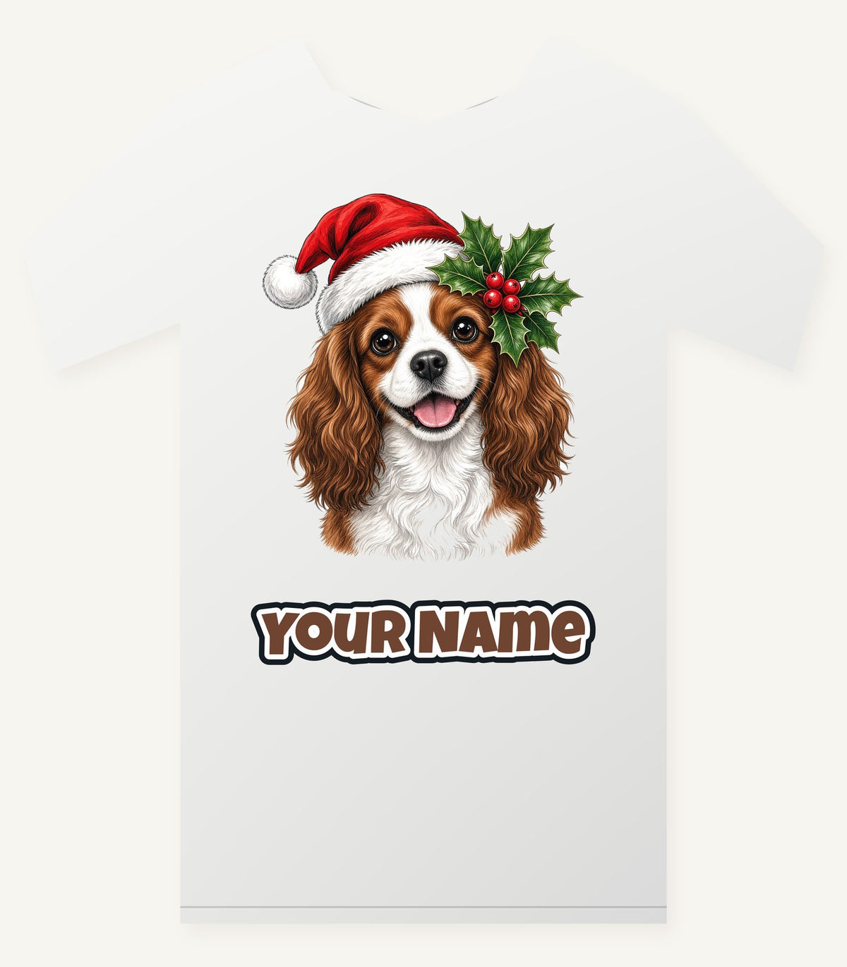 Cavalier King Charles Spaniel Christmas Personalised Christmas T-Shirt and Hoodie