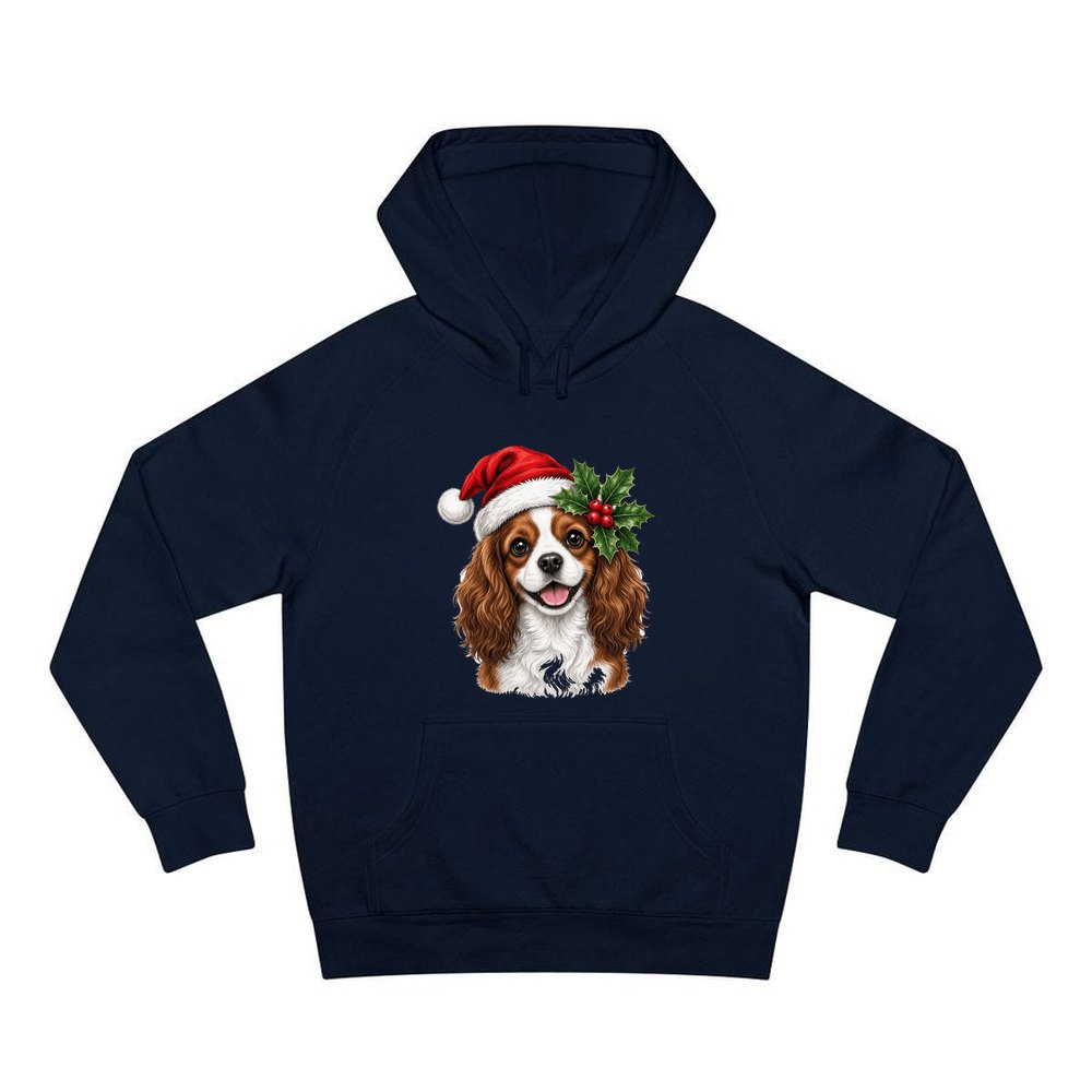 Cavalier King Charles Spaniel personalised Christmas hoodie in navy