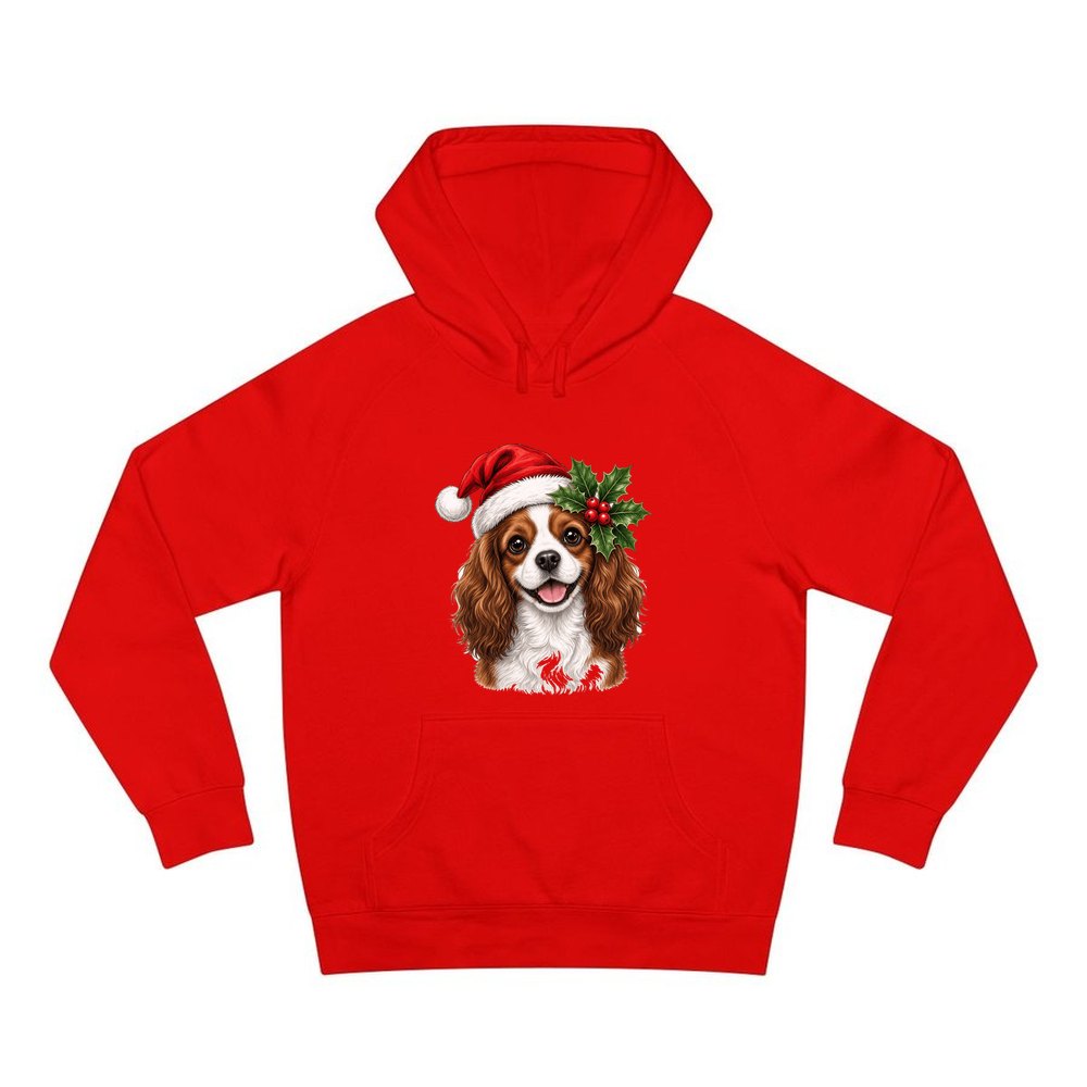 Cavalier King Charles Spaniel personalised Christmas hoodie in red