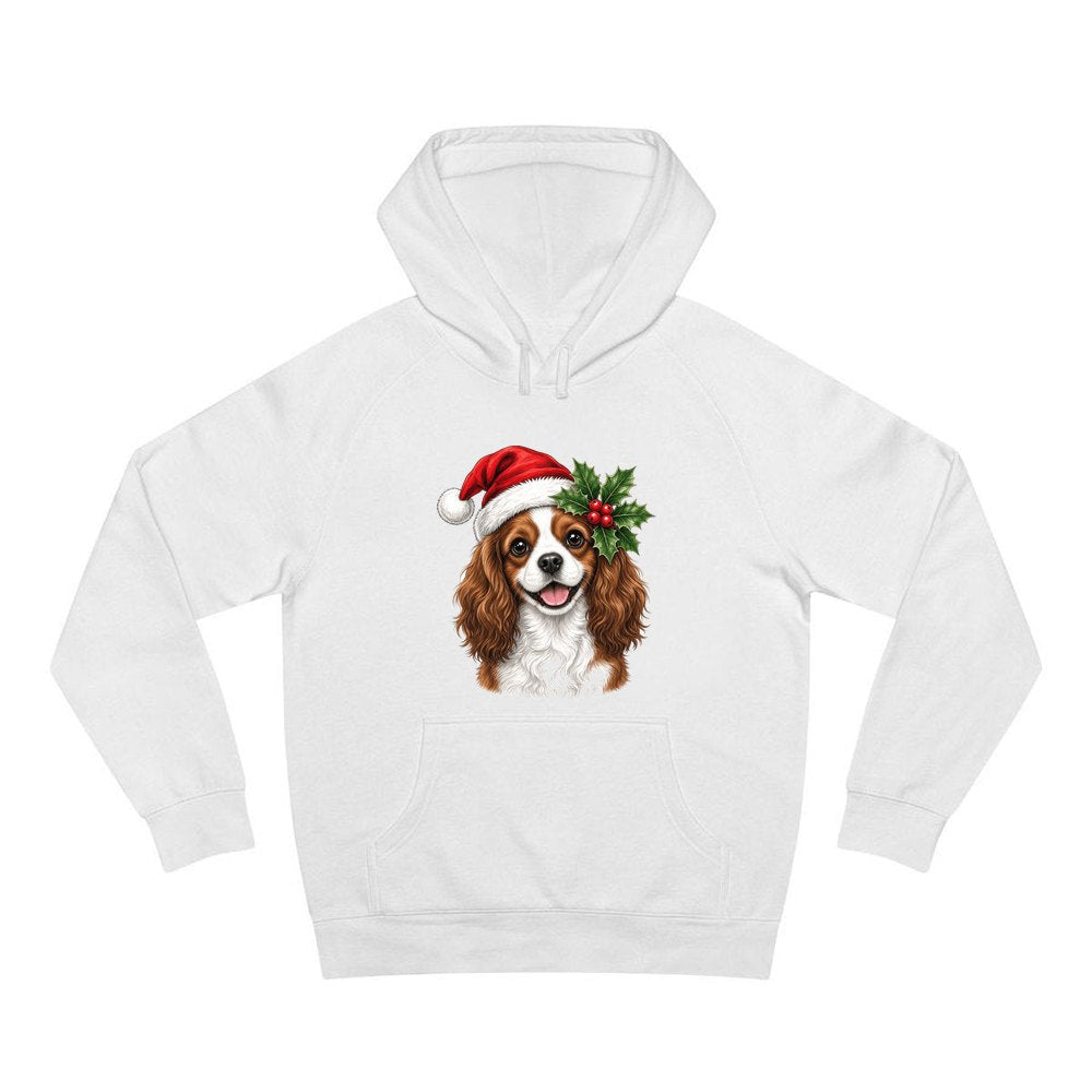 Cavalier King Charles Spaniel personalised Christmas hoodie in white