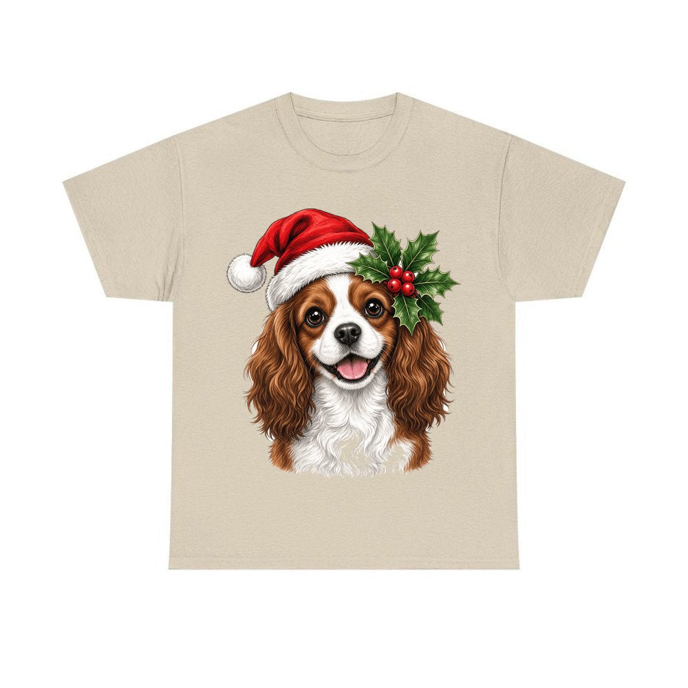 Cavalier King Charles Spaniel personalised Christmas T-shirt in sand