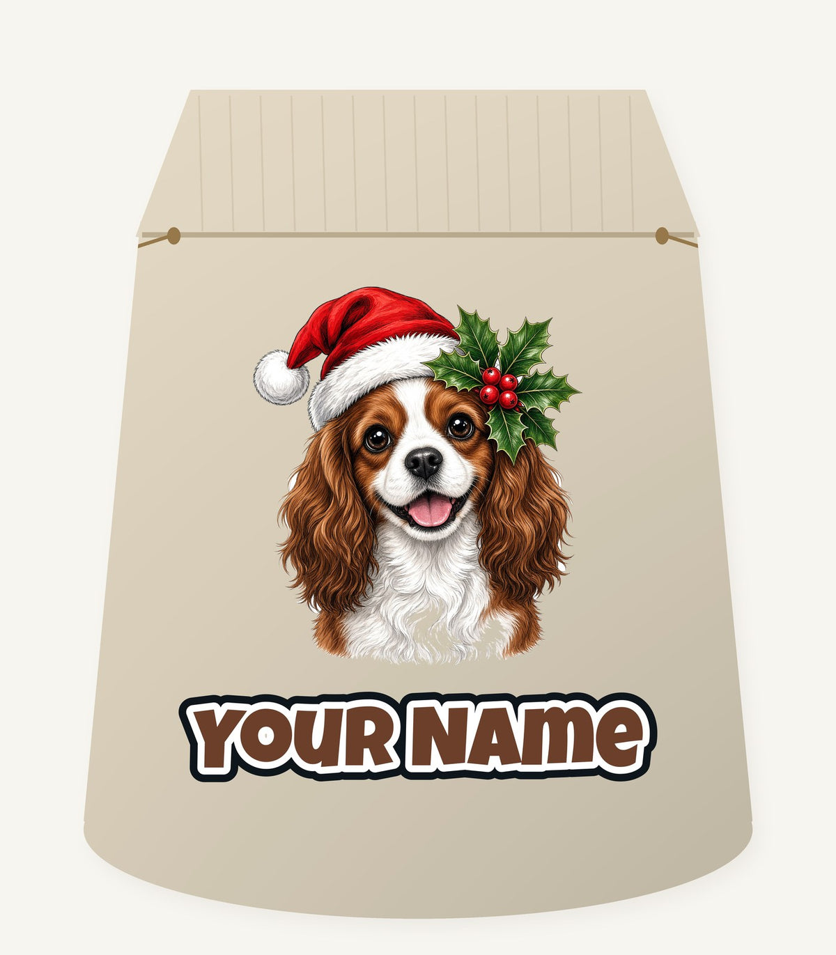 Cavalier King Charles Spaniel Christmas Personalised Santa Sack