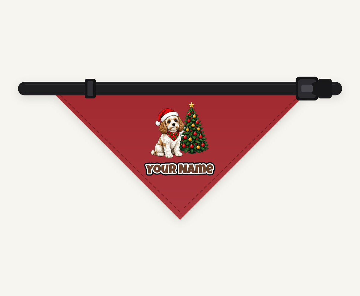 Cavoodle personalised Christmas pet bandana collar with buckle