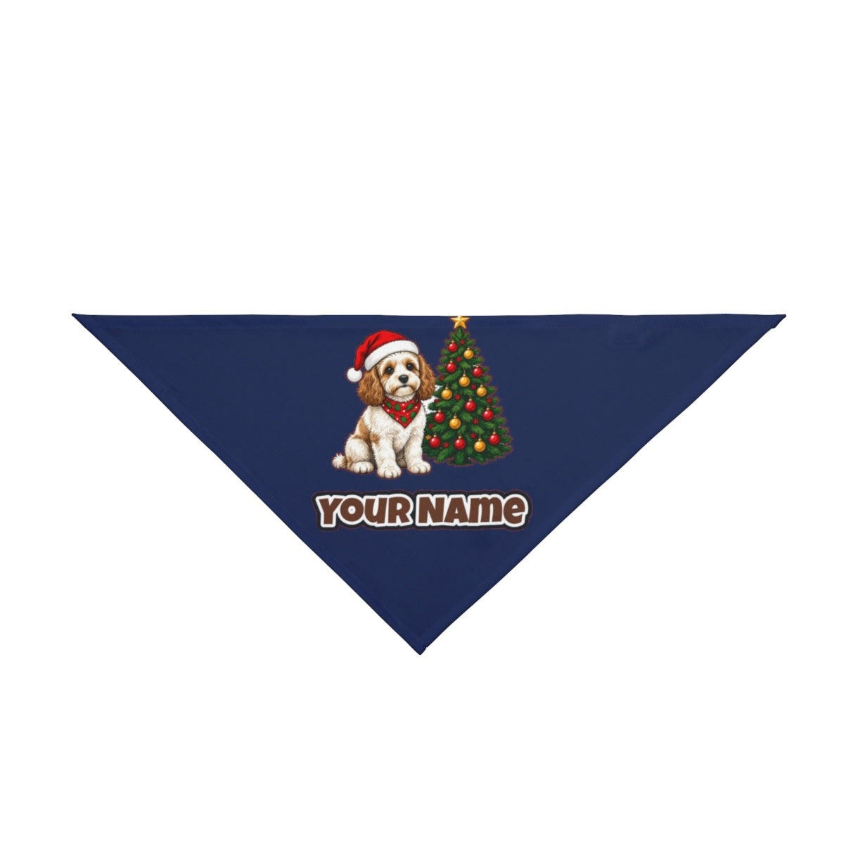 Cavoodle personalised Christmas pet bandana in navy, tie-on style