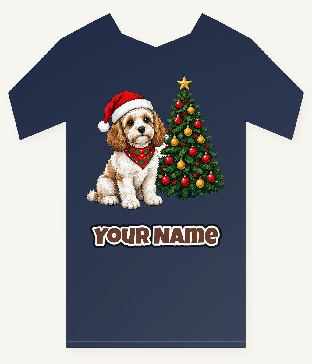Cavoodle Christmas Personalised Kids Tee and Baby Bodysuit