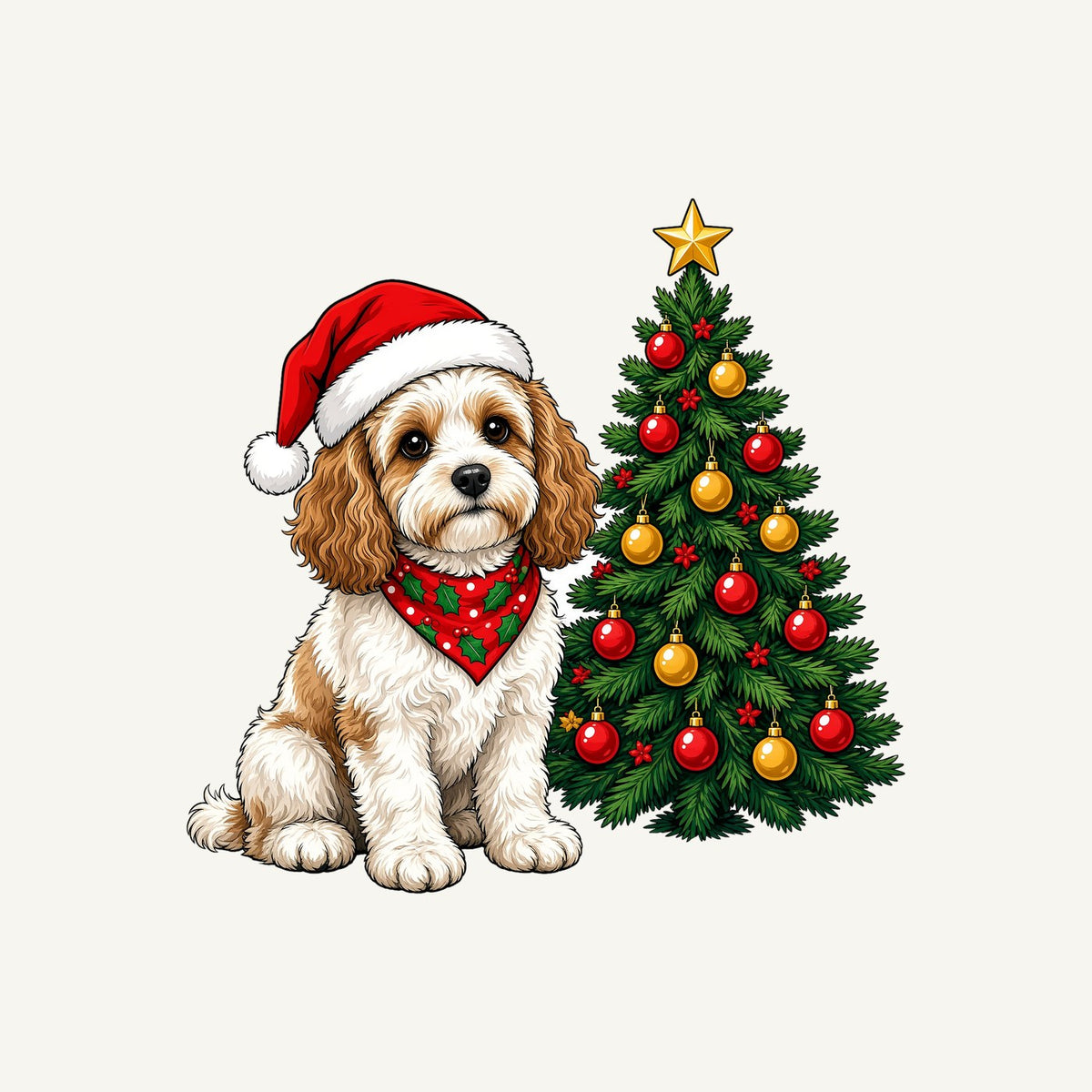 Cavoodle Christmas Personalised Kids Tee and Baby Bodysuit