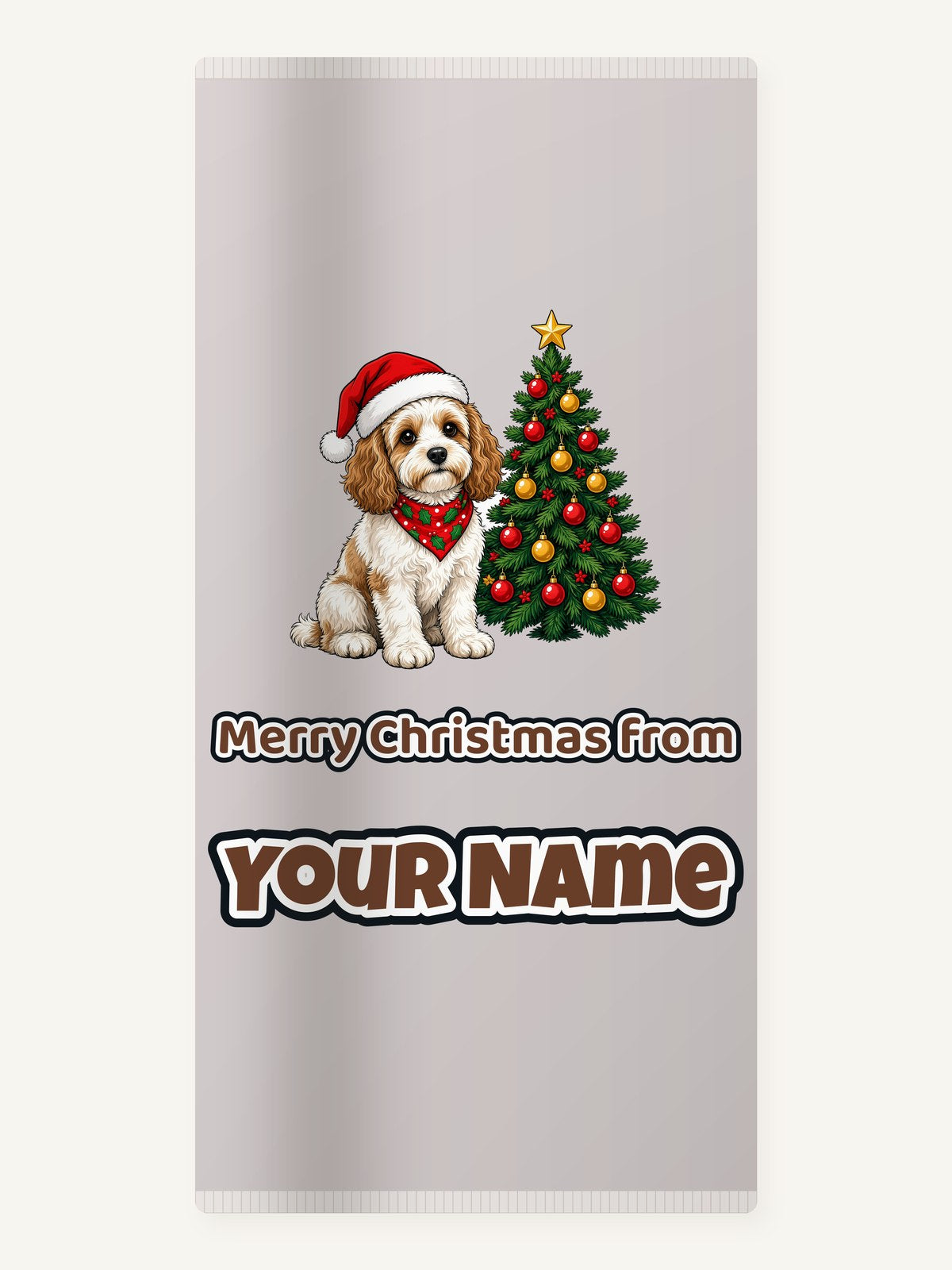 Cavoodle Christmas Personalised Beach Towel